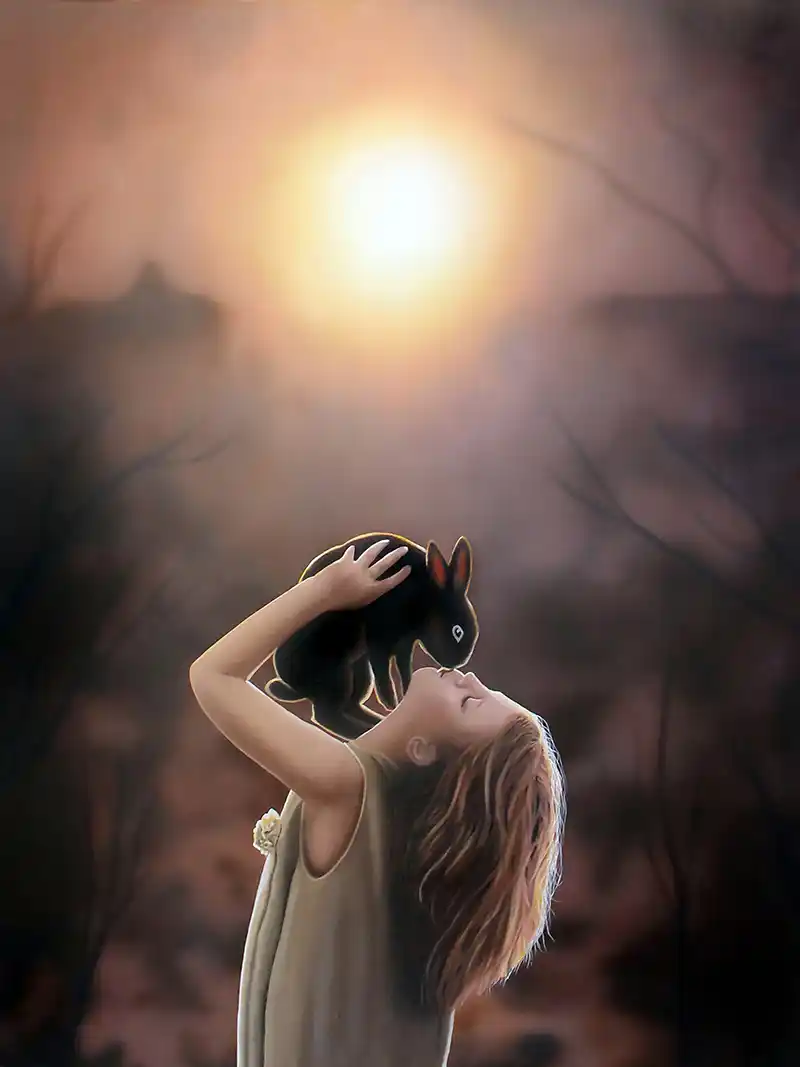 A girl's first love for a rabbit